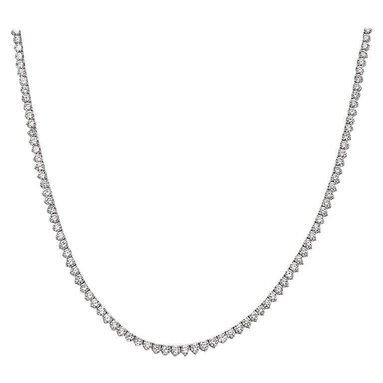 Capucelli: Tennis-Halskette mit 3,50 Karat natürlichen Diamanten, 14 Karat Gold, 3 Zacken