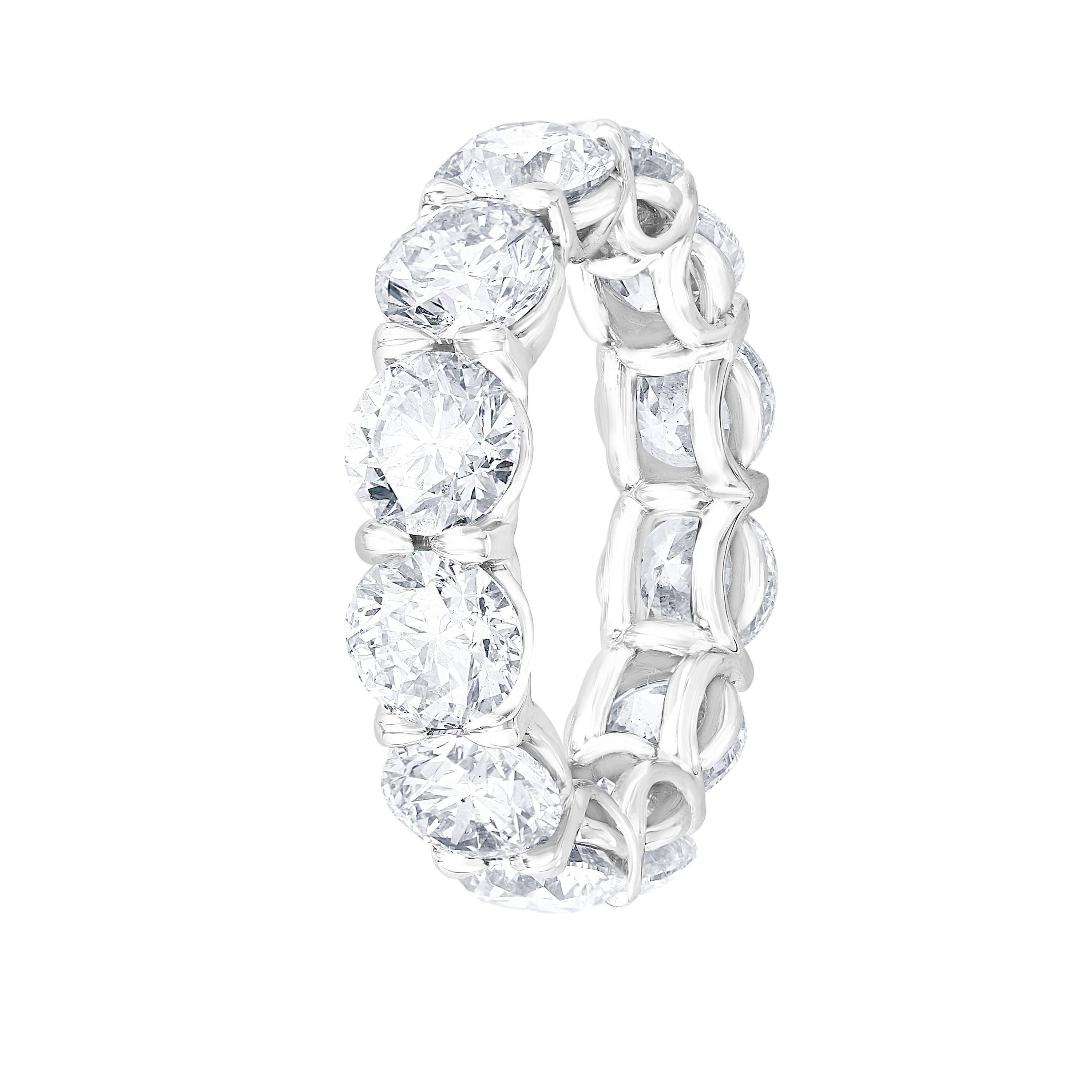 This beautiful Eternity Ring is set with 12 perfectly matched Round Brilliant Cut Diamonds, each weighing between 0.7ct to 0.72ct totaling 8.60 Carats. Made in New York City using Platinum 950. Fits US Size 6.25

Diamonds are of I-J color and SI