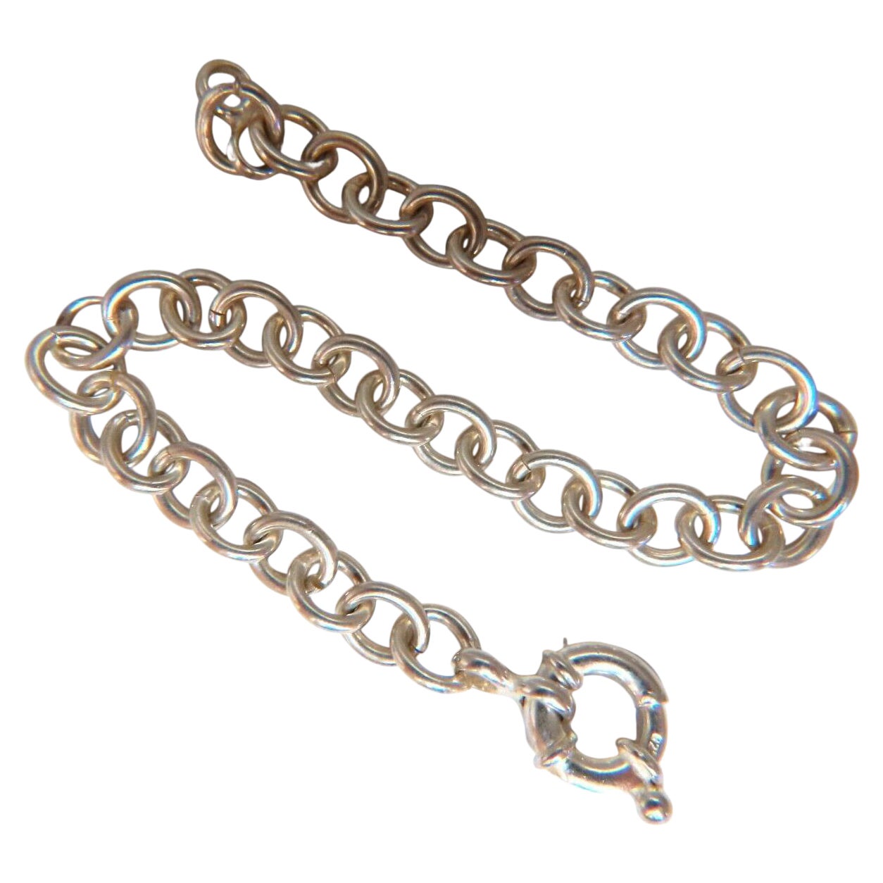 Sterling Silver Charm Link Bracelet For Sale
