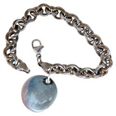 Sterling Silver Disc Toggle Charm Link Bracelet
