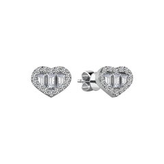 Love Baguette Diamond .68 ct. 18K White Gold Heart Stud Earrings