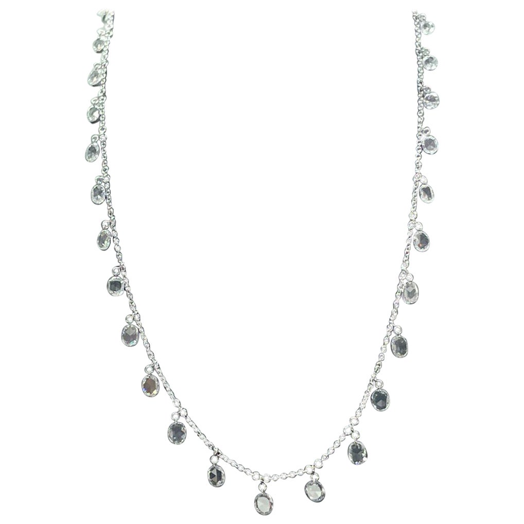 PANIM Rosecut Oval Diamond Circles Necklace in 18 Karat Gold For Sale