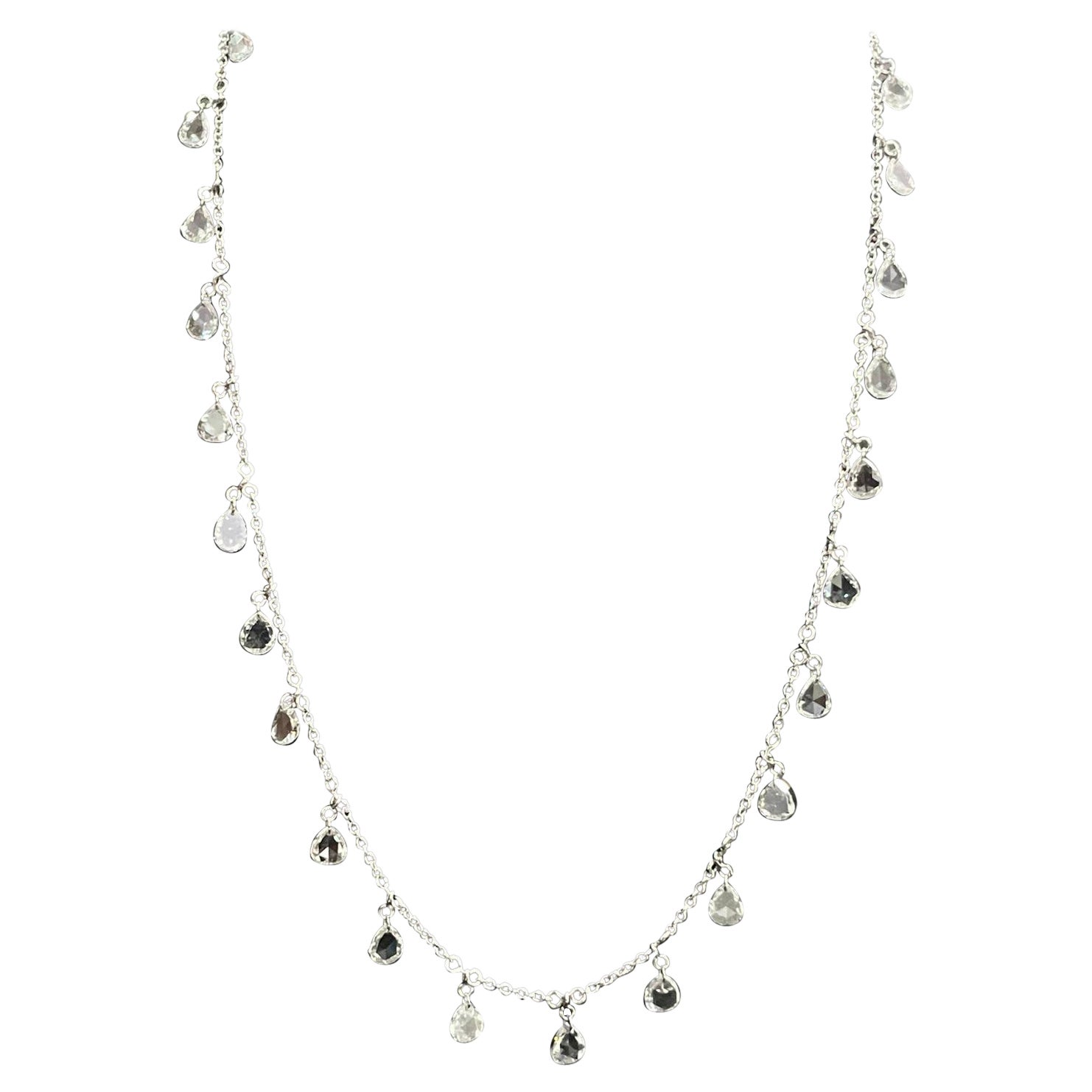 PANIM Rosecut Pear Diamond Circles Necklace in 18 Karat Gold For Sale