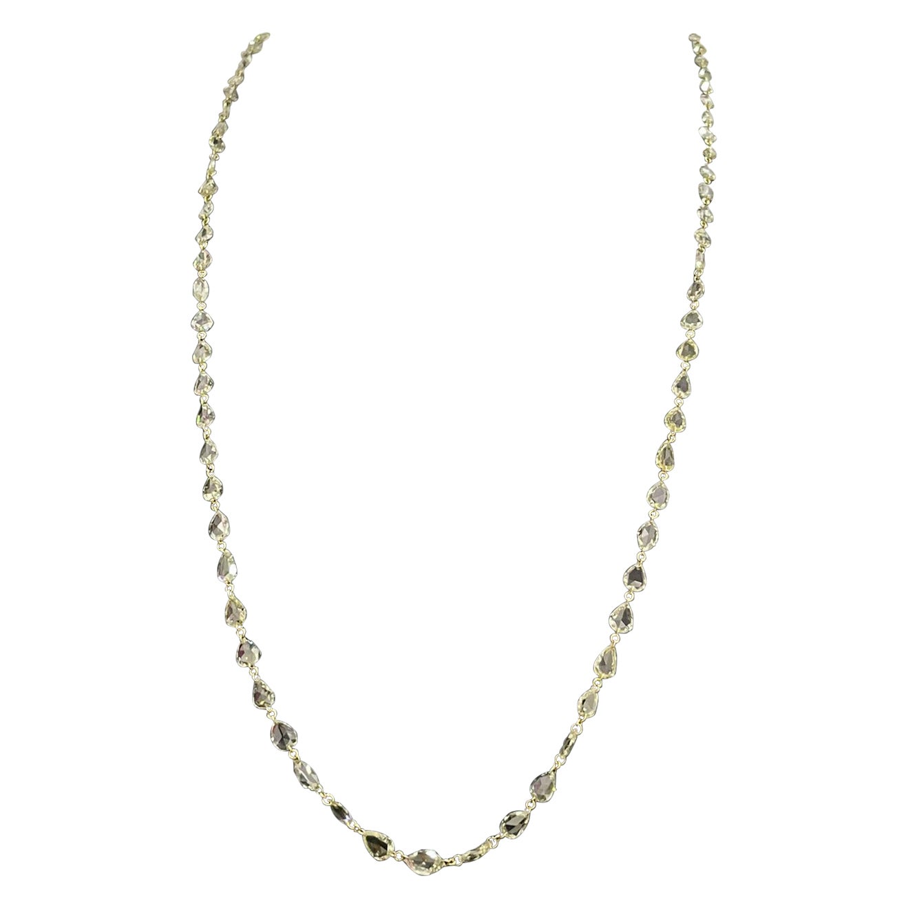 PANIM 11,43 Karat Ausgefallene Diamant-Halskette im Rosenschliff aus 18 Karat Weißgold im Angebot