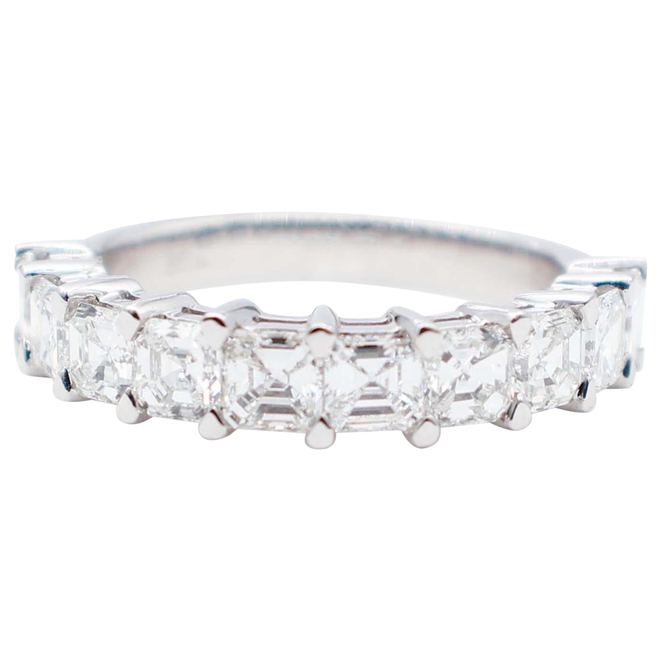 G Color 2, 50 Carat Princess Cut Diamonds, 18 Karat White Gold Ring For Sale