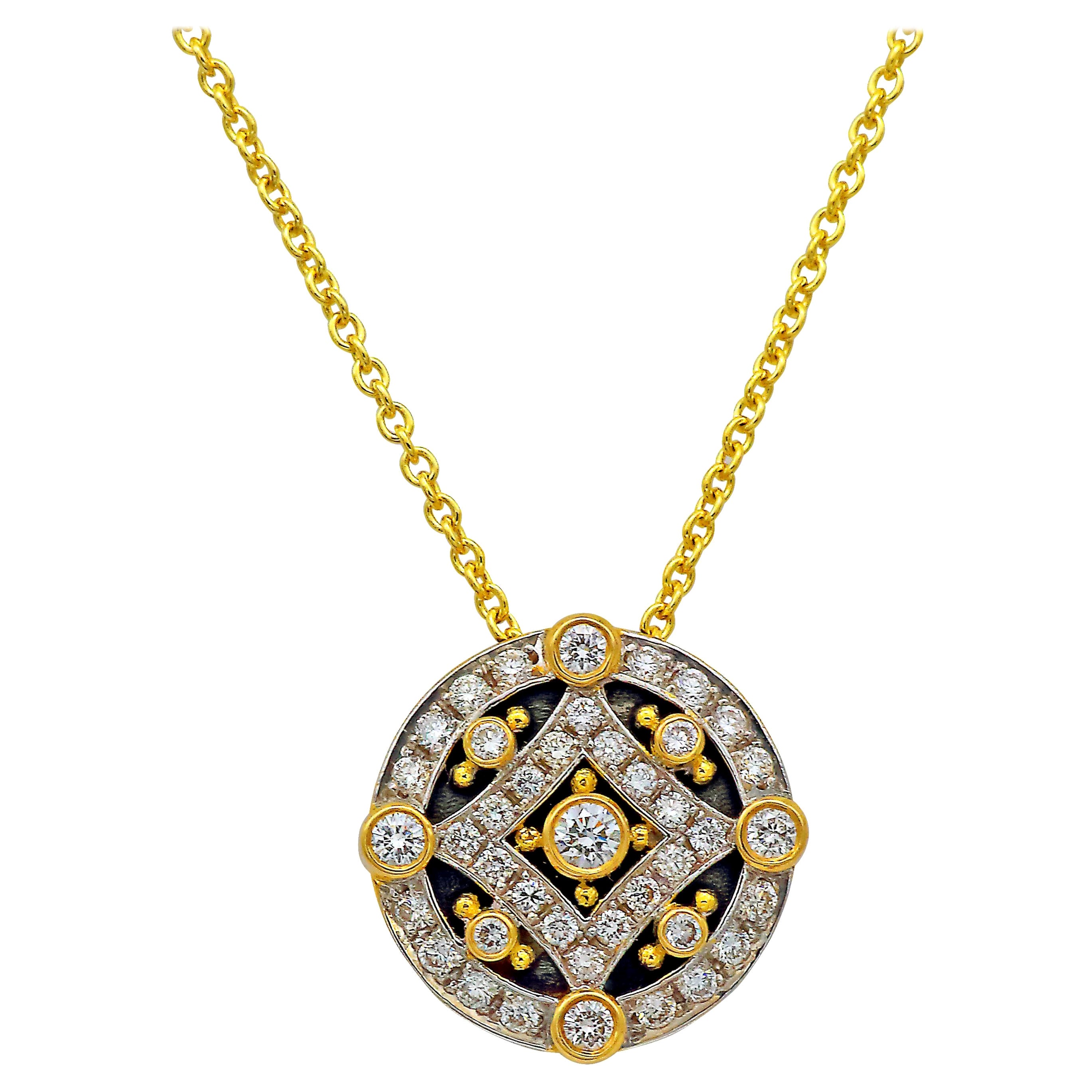 Dimos 18k Gold Pendant in Necklace with Brilliant Diamonds For Sale
