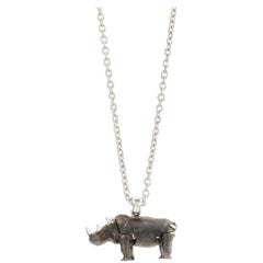 Deakin & Francis Sterling Silver Charging Rhino Pendant and Chain