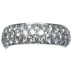 Three Row Pave Diamond Platinum Eternity Band Ring