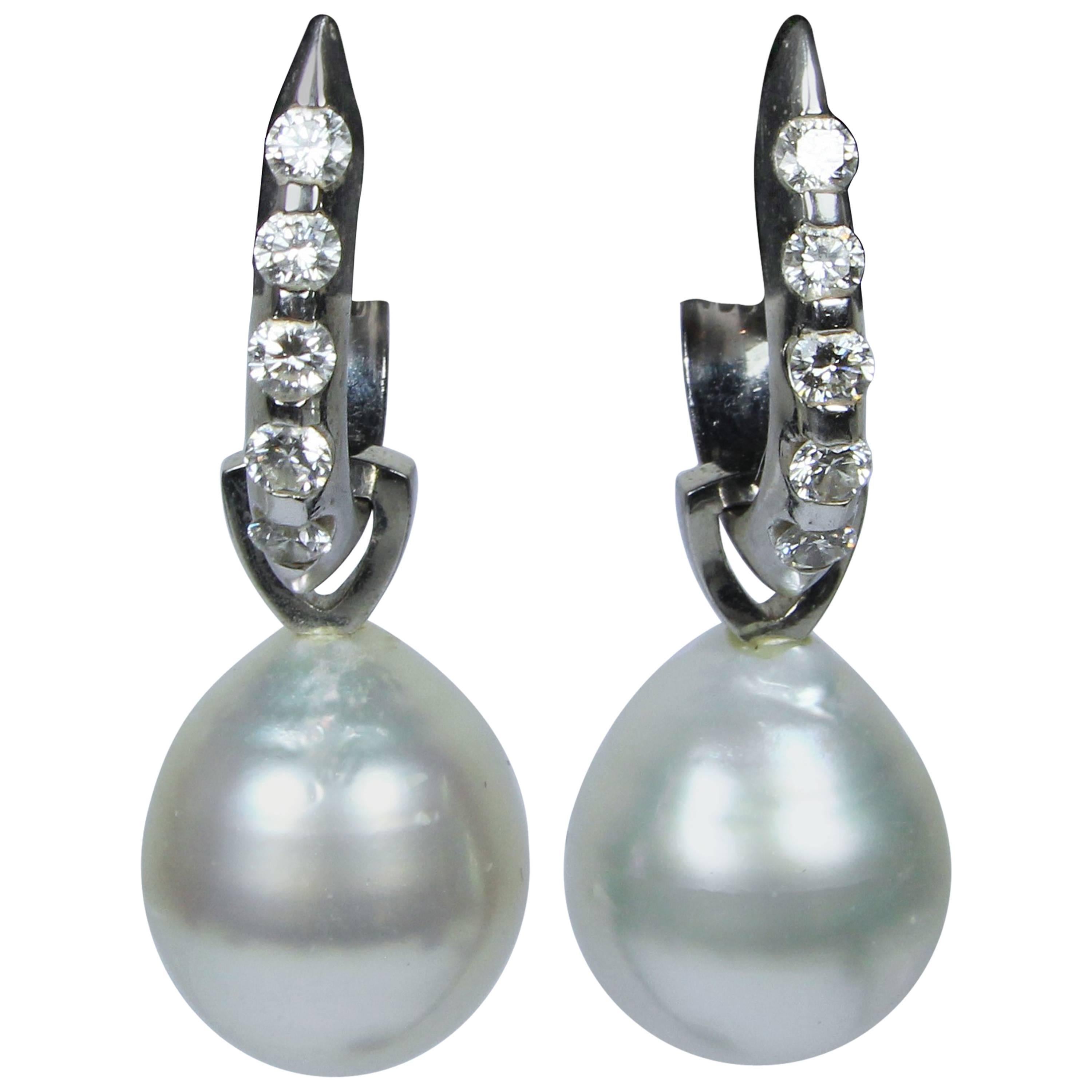  Detachable Pearl Diamond Gold Drop Earrings 