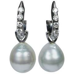 Detachable Pearl Diamond Gold Drop Earrings