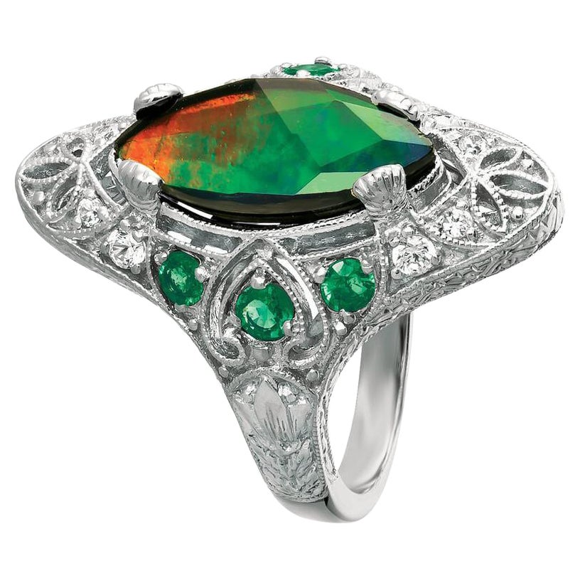 Weinman Charlotte Sterling Silver Emerald A Grade Ring For Sale
