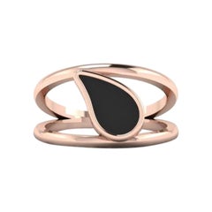 Teardrop Onyx Ring in Rose Gold