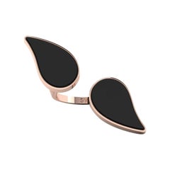 Teardrop Onyx Cuff Ring Mirrored Ring in Rose Gold