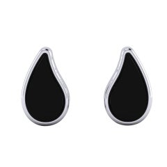 Black Onyx Teardrop and White Gold Earrings