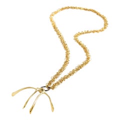 Wishbone Pendant, Gold Plated