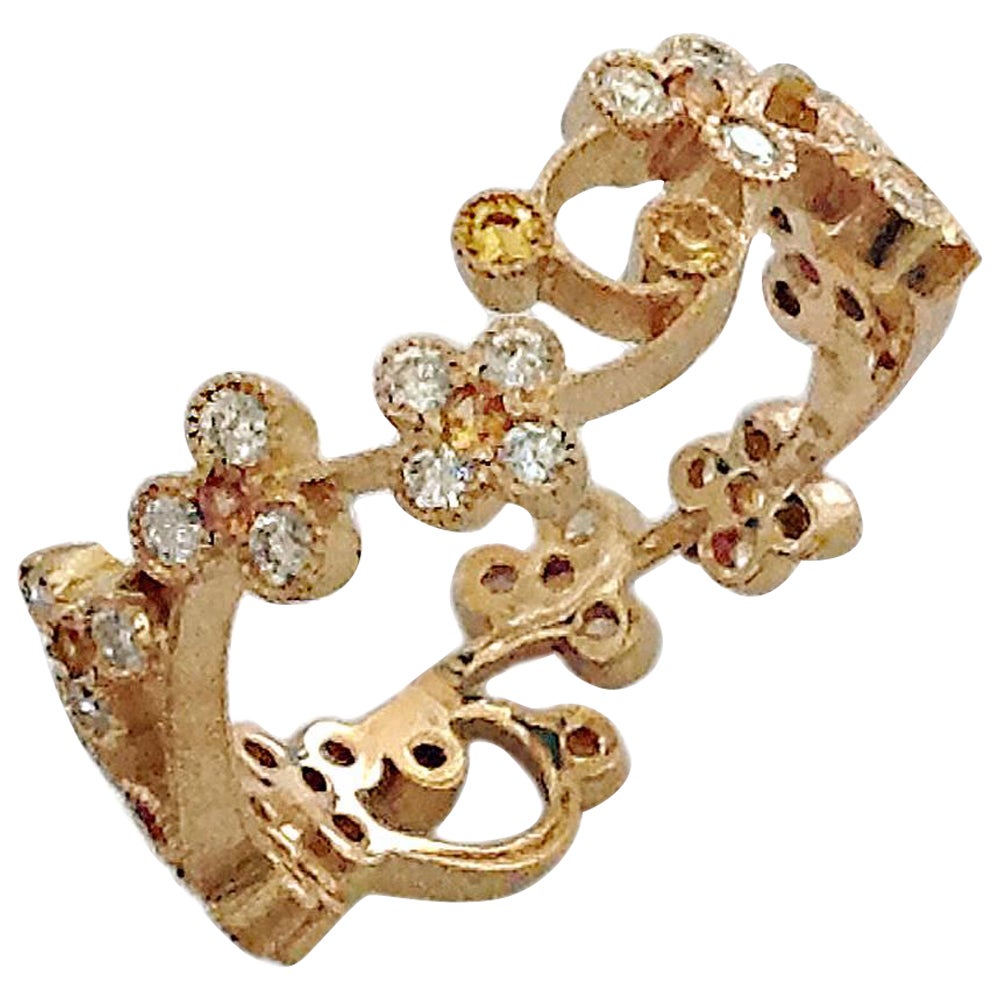 Dalben Gelber Saphir Diamant Goldband Ring im Angebot
