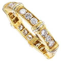 Vintage Cartier Diamond Two Tone Gold Eternity Ring Size 6