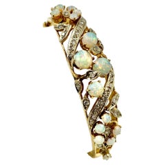 Antique Edwardian Diamond Opal 14K Gold Bracelet