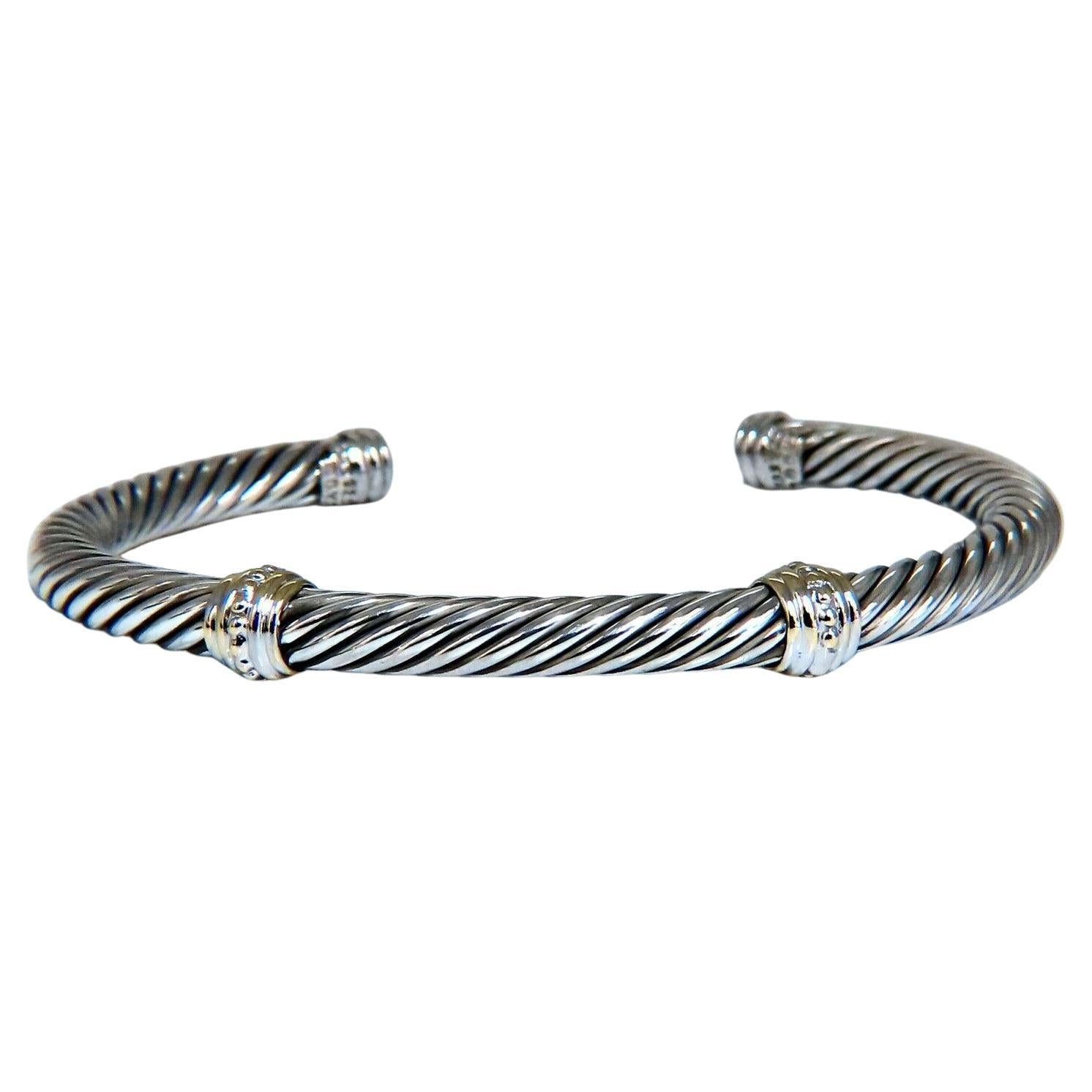18kt Silver Cable Bangle Bracelet Goth Deco For Sale