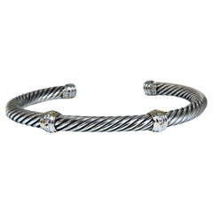 18kt Silver Cable Bangle Bracelet Goth Deco