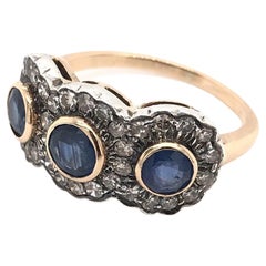 Victorian Revival Sapphire & Diamond Ring