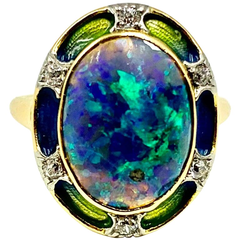 René Lalique Art Nouveau Pearl and Enamel Ring, circa 1900 at 1stDibs