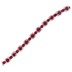 Platinum Ruby and Diamond Tennis Bracelet