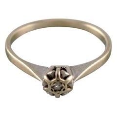 Swedish Jeweler, Vintage Ring in 18 Carat White Gold Adorned with a Diamond