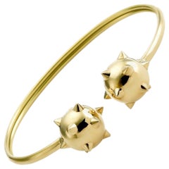 Maria Kotsoni Sculptural 18K Yellow Gold Morning Star Flexible Cuff Bracelet