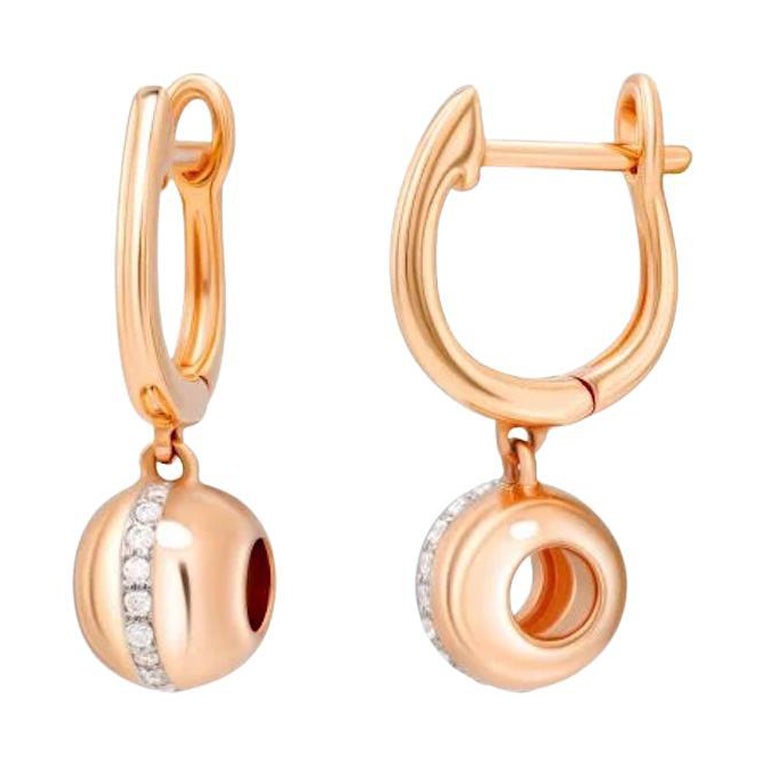 Designer Every Day Diamond Rose Gold Dangle Ball Earrings for Her 18K