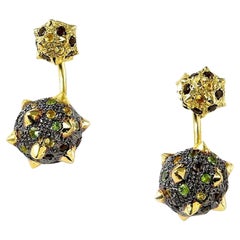 Maria Kotsoni, Zeitgenössische 18K Gelb-Schwarzgold Morning Star Ohr Jacken/Studs