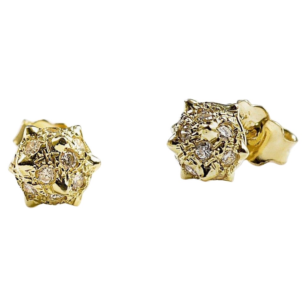 Baby Morning Star, Diamond Studs Earring in 18K Yellow Gold For Sale