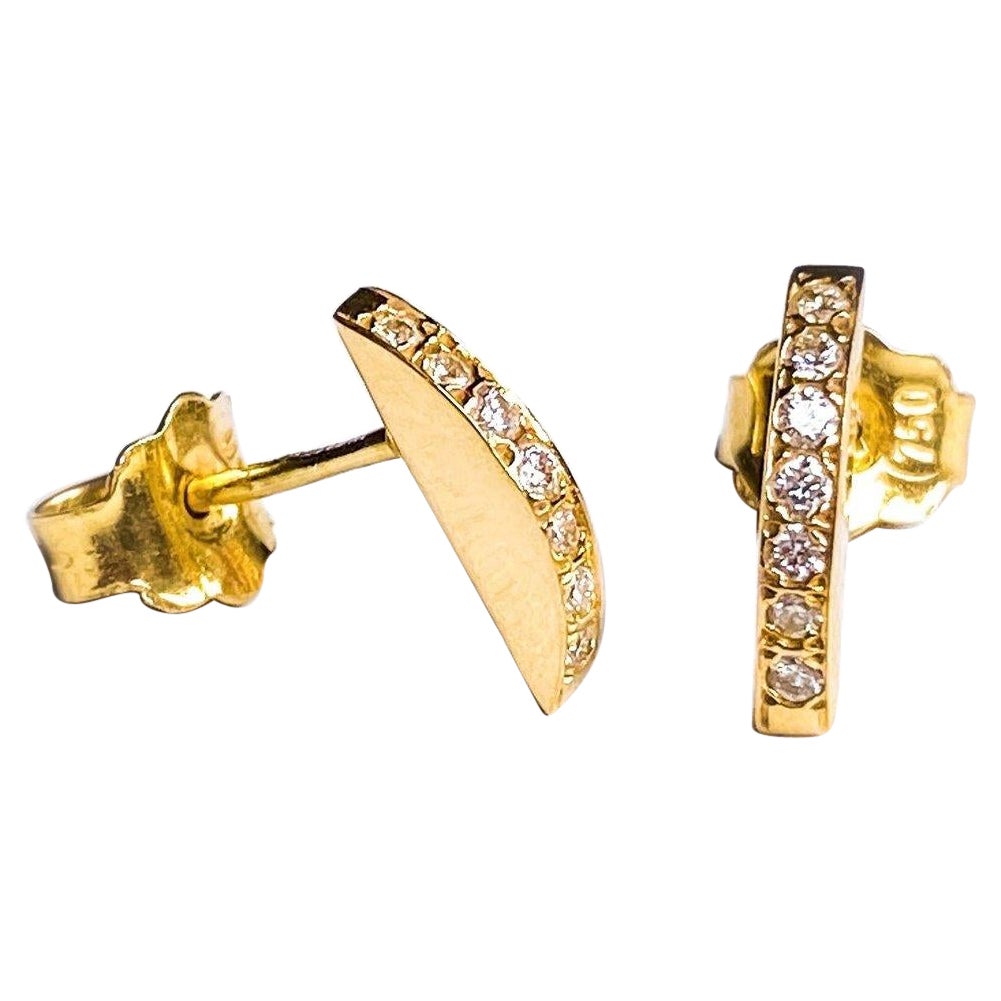 Maria Kotsoni, Contemporary Sculptural 18K Yellow Gold & Diamond Stud Earrings