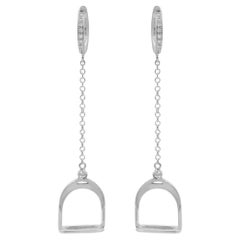 Garavelli 18 Kt White Gold Brown Diamonds Stirrups Collection Dangling Earrings