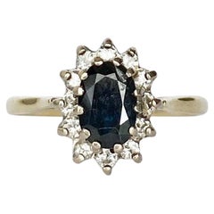 Art Deco Sapphire and Diamond 18 Carat and Platinum Cluster Ring