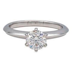 Tiffany & Co. Solitaire Diamond Engagement Ring .80 Ct Round Center IVVS1 Plat