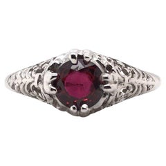 Art Deco 0.92 Carat Ruby Filigree Ring