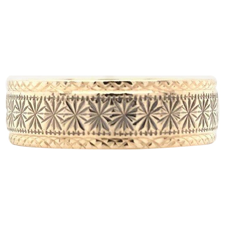 14K Yellow Gold Engraved Vintage Band