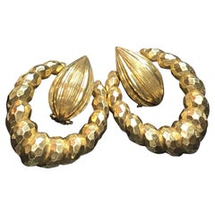 Tiffany & Co. by Henry Dunay 18k Yellow Gold Door Knocker Clip on Earrings Rare