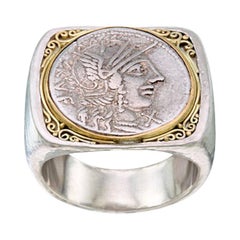 Antike römische römische 2. Jahrhundert v. Chr. römische römische Münze Roma Gold Silber Ring