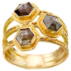 Steven Battelle Bague en or 18 carats avec diamants hexagonaux de 2,0 carats