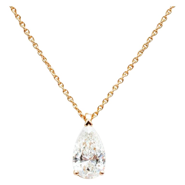 Diamond Pear Cut 1.81 Carats  French Mounted on 18 Karat Rose Gold HRD Certified