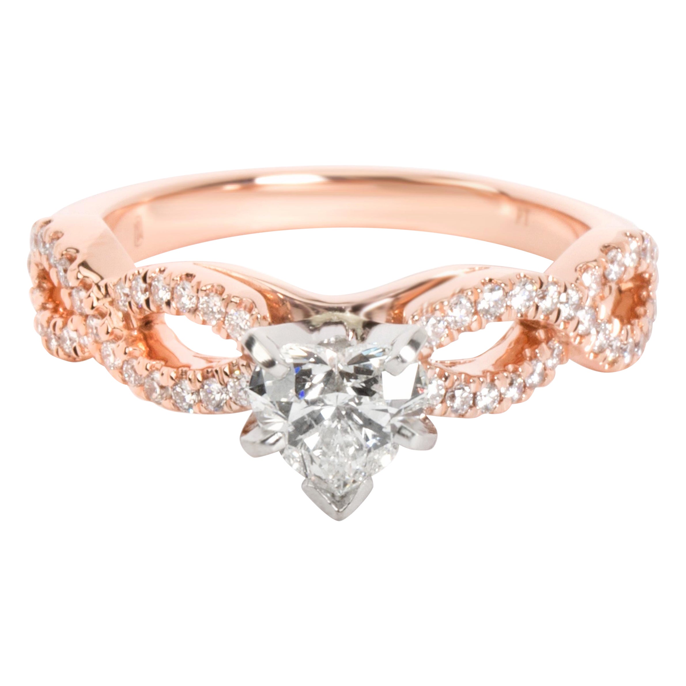 Blue Nile Diamond Heart Shaped Engagement Ring in 14K Rose Gold '0.50 ct  H/SI1' For Sale at 1stDibs