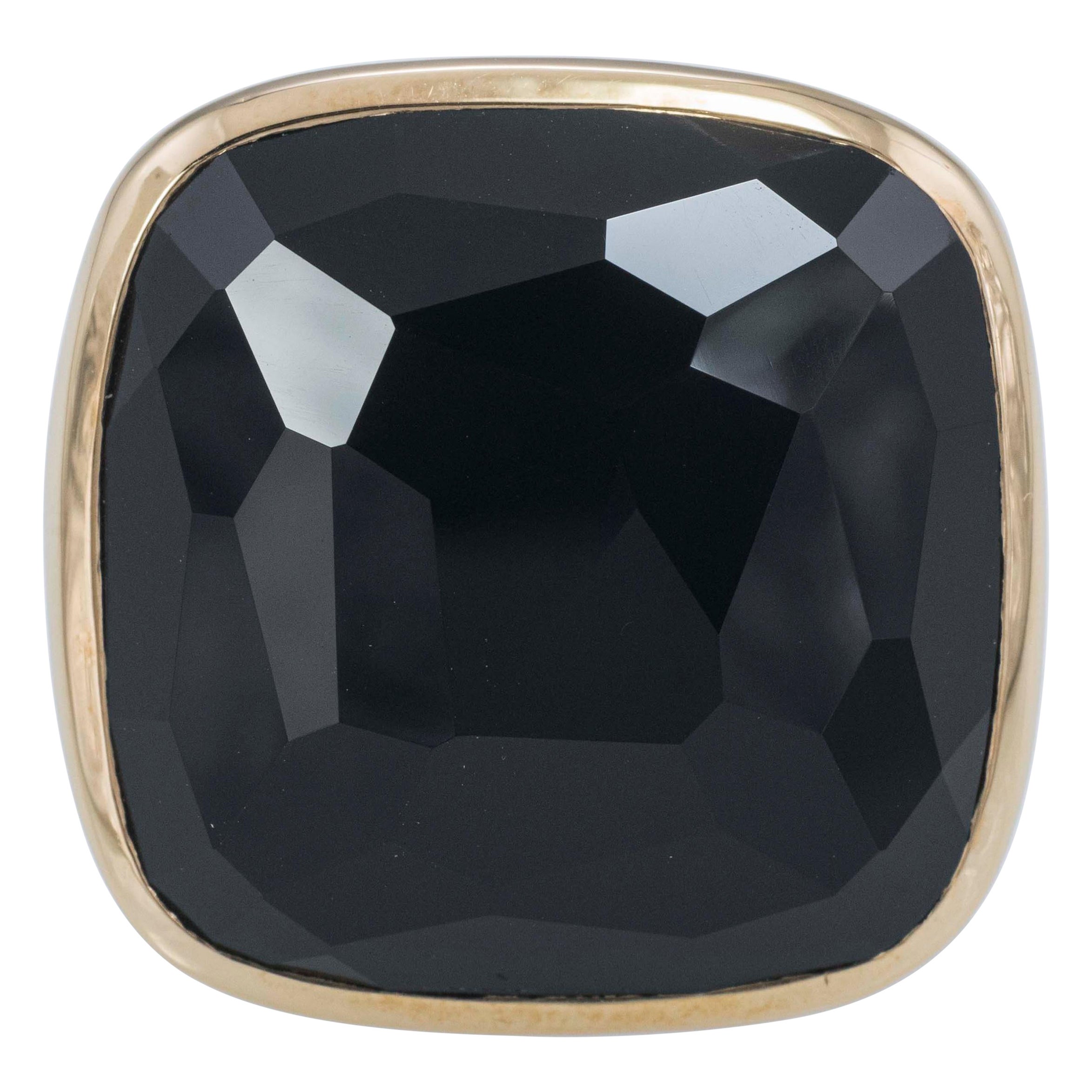 18Kt Rose Gold and Faceted Onyx Ring For Sale
