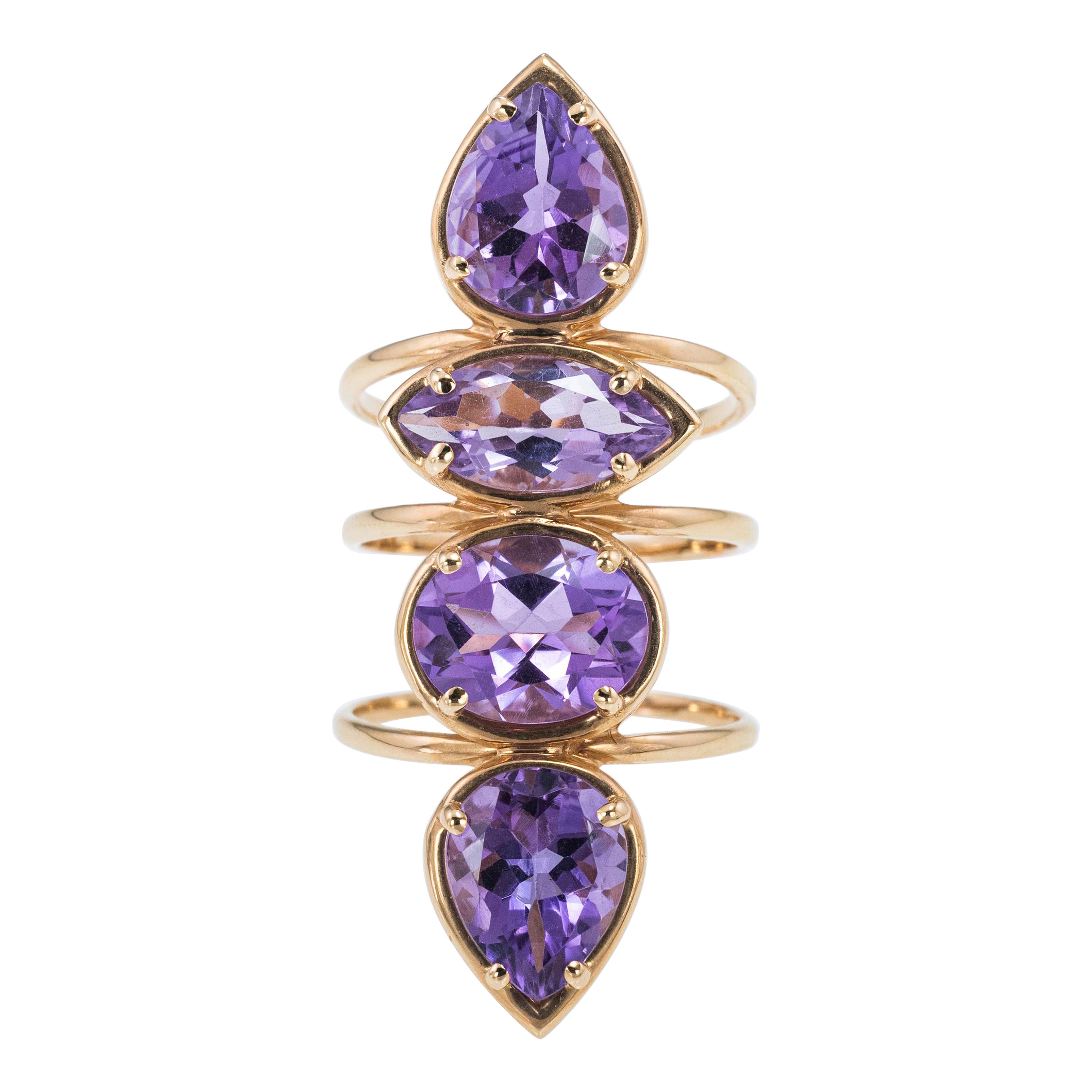 18Kt Rose Gold Geometric Design Etho Maria Amethyst Ring