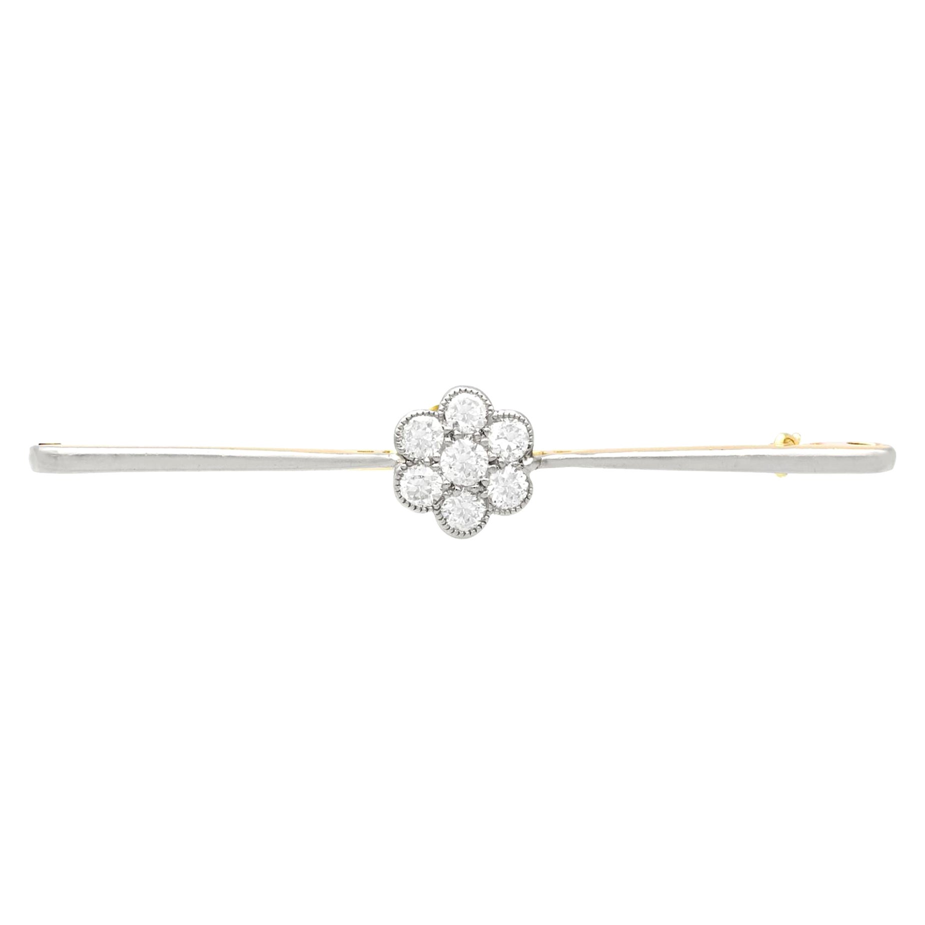 Antique Diamond and Yellow Gold Bar Brooch, circa 1920
