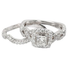 Neil Lane Diamond Engagement Wedding Ring Set in 14K White Gold '1.17 CTW'