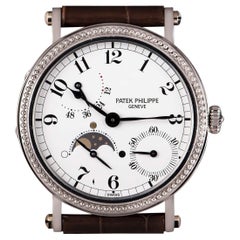 Patek Philippe Calatrava Power Reserve Moonphase en porcelaine blanche et platine pour hommes