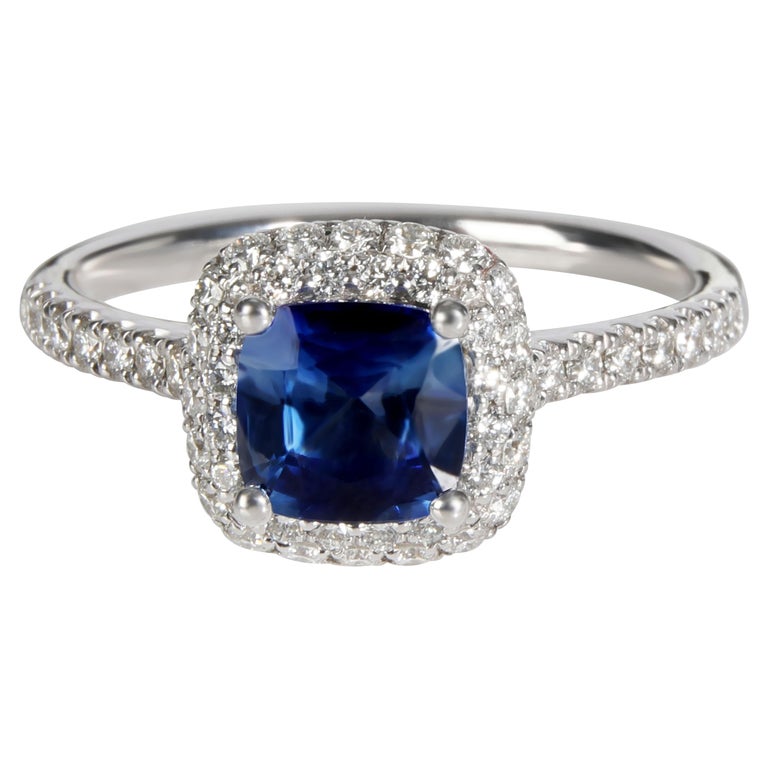 James Allen Falling Edge Sapphire Diamond Engagement Ring in 14K White
