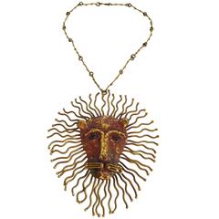 Pal Kepenyes Bronze Glass Lion Necklace